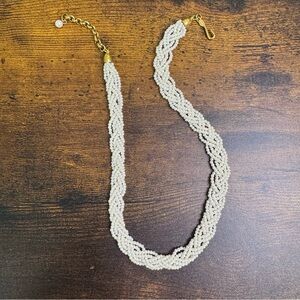 Napier Braided Cream Pearl Necklace with Gold Hook Clasp Vintage 18-20”